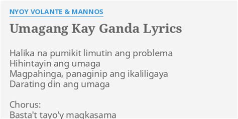 magandang lahi lamang ang maipapangako ni payatot kay ganda|Umagang Kay Ganda lyrics by Imago with meaning. Umagang .